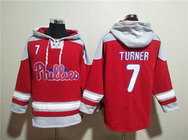 Men's Philadelphia Phillies #7 Trea Turner Red Ageless Must-Have Lace-Up Pullover Hoodie,We sell and wholesale Men's Philadelphia Phillies #7 Trea Turner Red Ageless Must-Have Lace-Up Pullover Hoodie on line form chian!